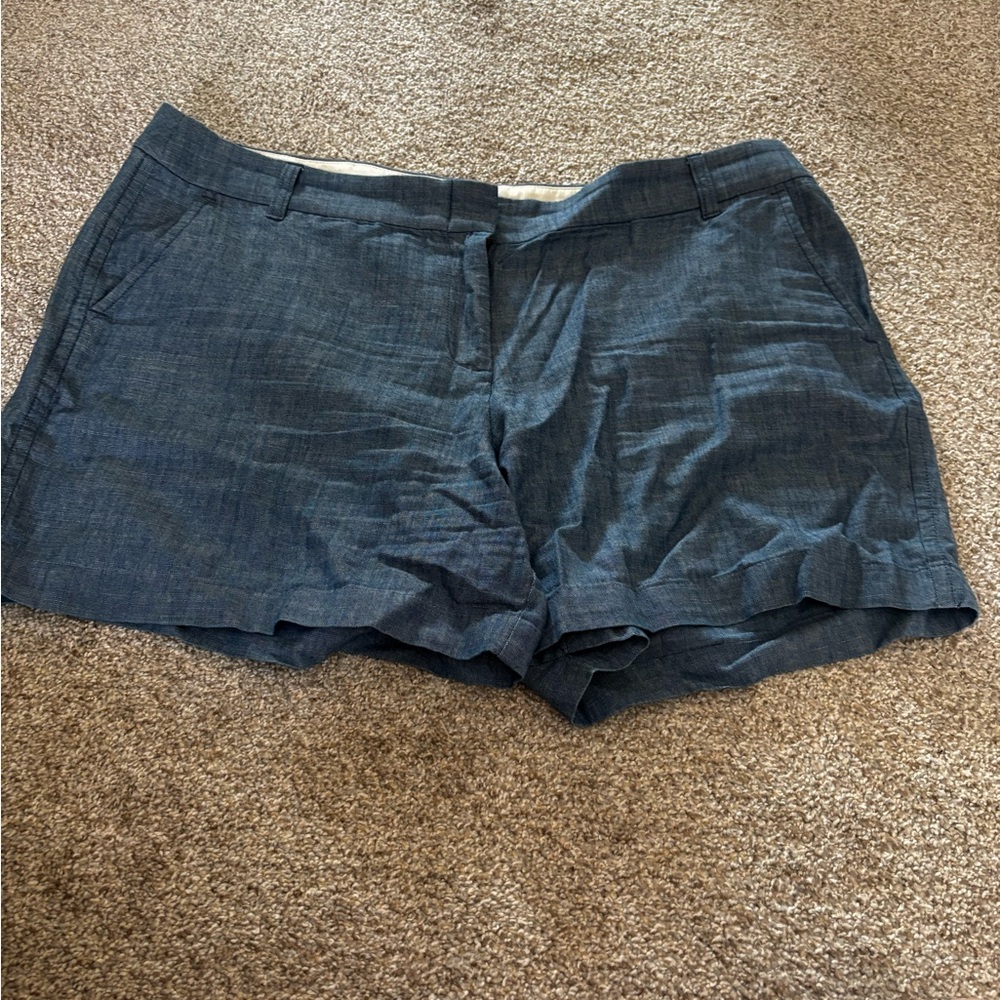 J. Crew Blue Linen-Blend Bermuda Shorts